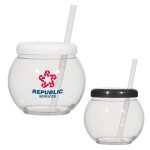 20 Oz. Fish Bowl Cup With Straw Logo Printed