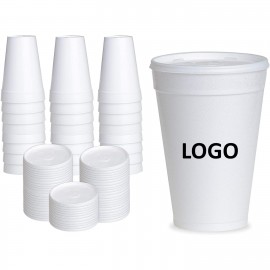 Tall White Styrofoam Coffee Cup with Logo