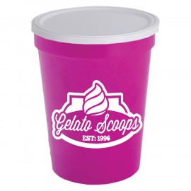16 Oz. Stadium Cup With No-Hole Lid with Logo