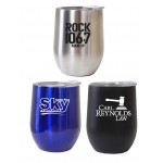 12 Oz. Double Wall Stainless Steel Vacuum Insulated Wine Cup with Logo