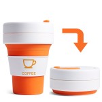12 Oz. Stojo Pocket Cup w/White Sleeve (Orange) Logo Printed