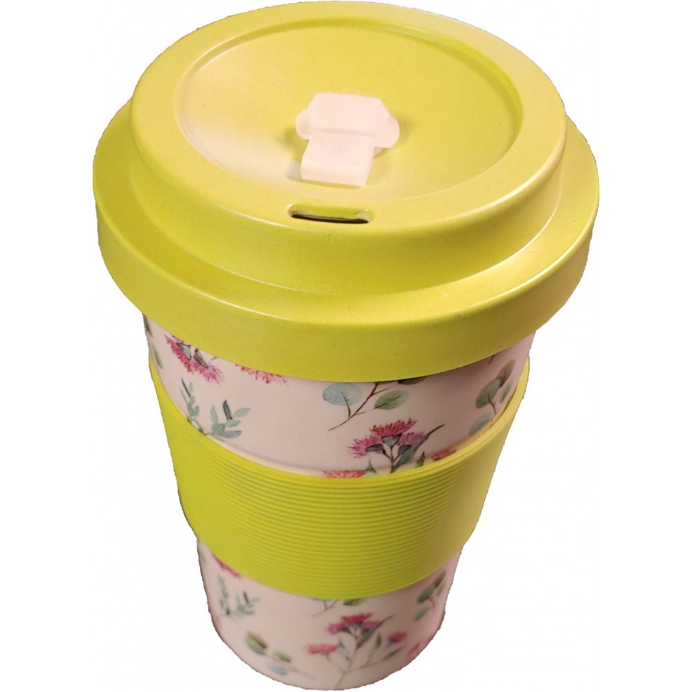 Logo Printed 13 oz Bamboo Fiber Coffee or Tea Cup with Screw on Lid Logo Printed 13 oz Bamboo Fiber Coffee or Tea Cup with Screw on Lid