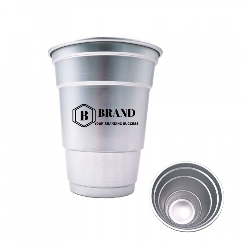 Logo Branded 16oz. Recyclable Party Aluminum Drink Cup MOQ 100