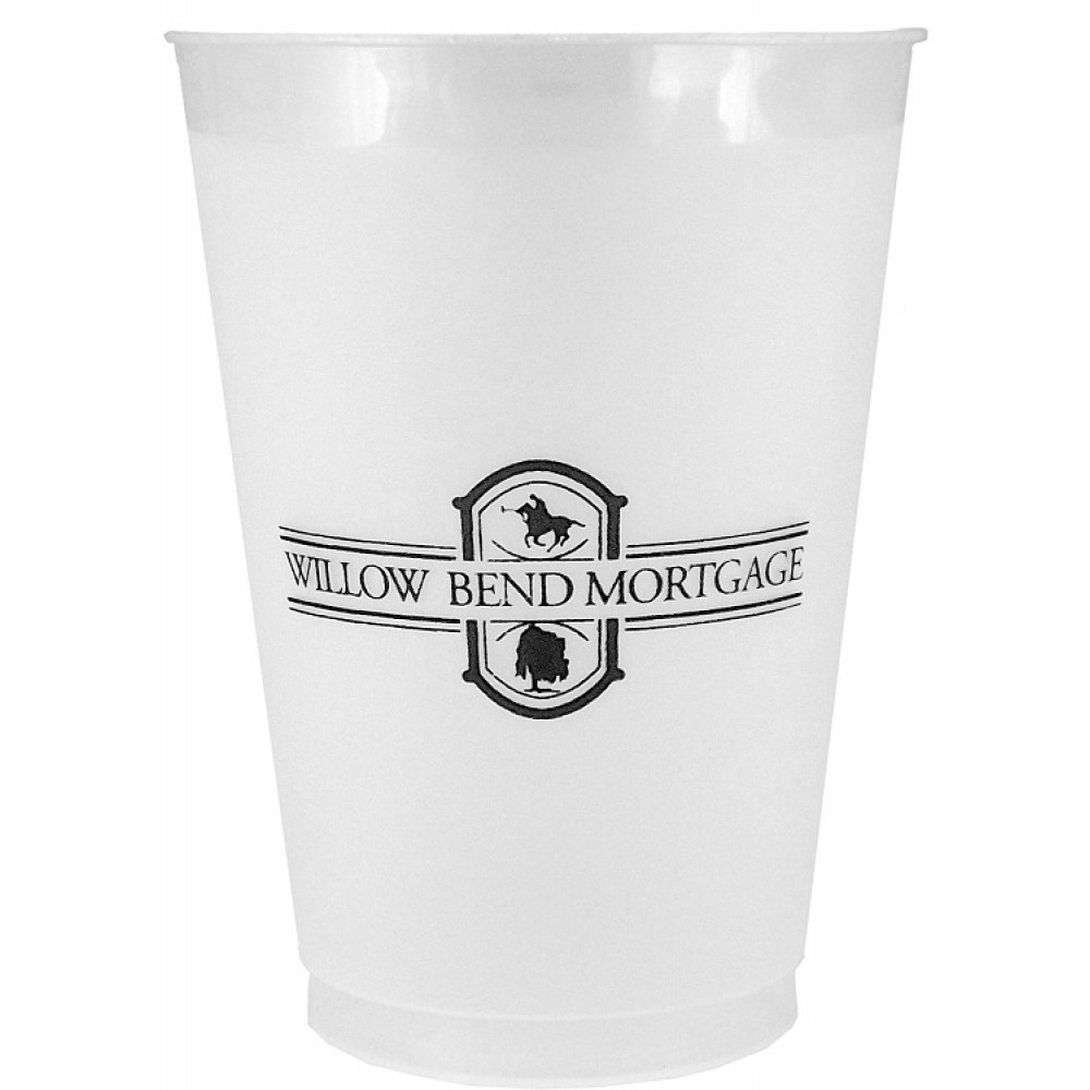 Logo Branded 12 oz. Frost-Flex Plastic Stadium Cup with Automated Silkscreen Imprint