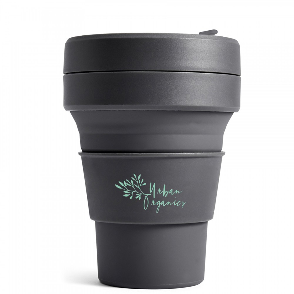 12 Oz. Stojo Pocket Cup w/Matching Color Sleeve (Carbon) Custom Branded 12 Oz. Stojo Pocket Cup w/Matching Color Sleeve (Carbon) Custom Branded