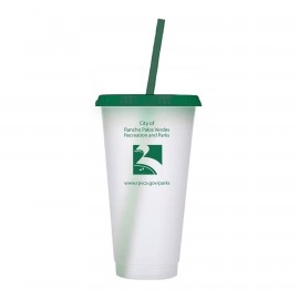 Reusable Plastic Tumbler with colored lid & Straw with Logo