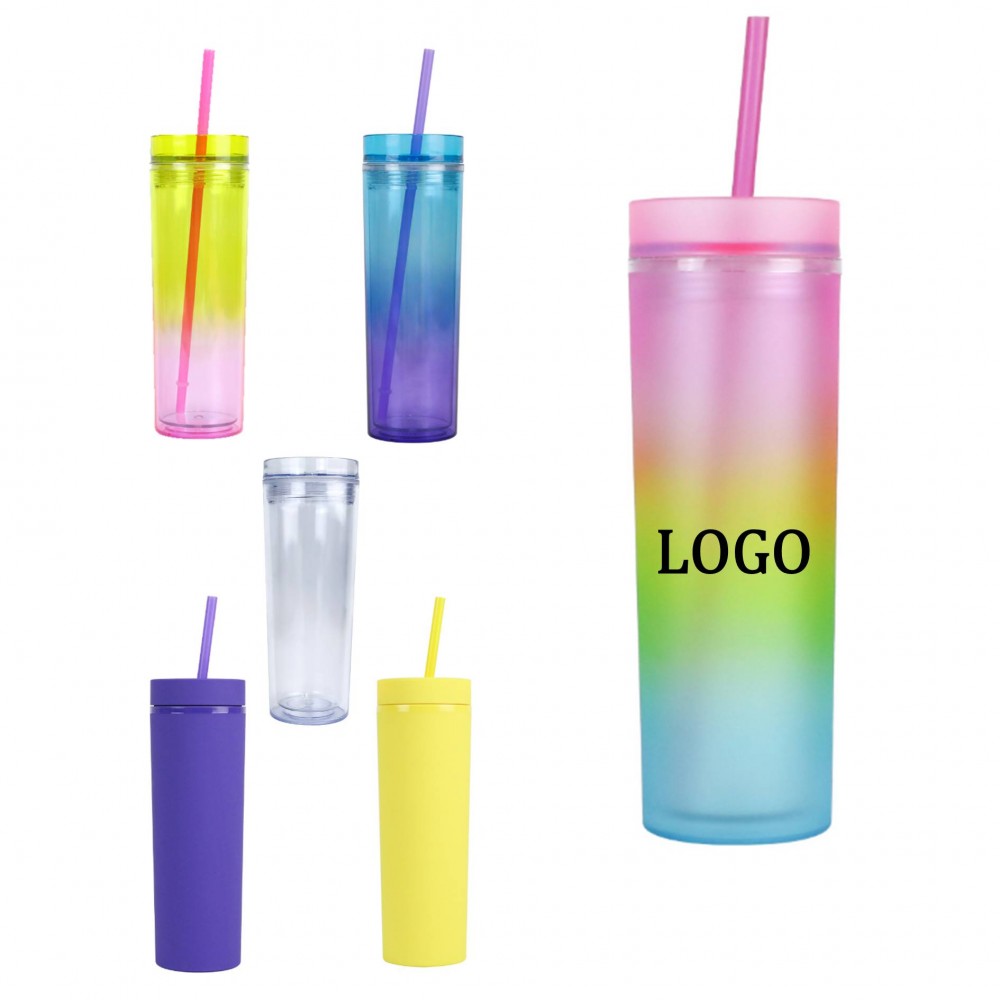 Customized 17oz Double Wall Color Changing Straw Tumbler Customized 17oz Double Wall Color Changing Straw Tumbler