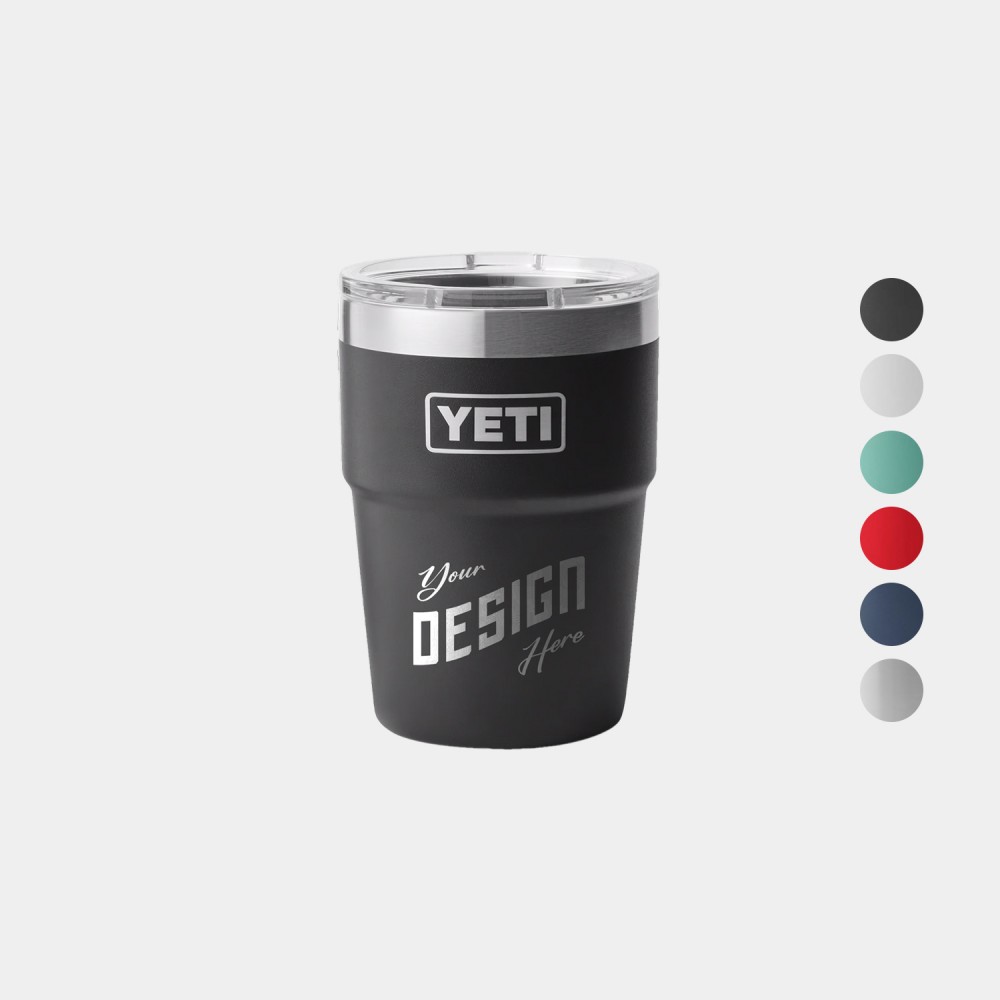 16 Oz YETI Rambler Stainless Steel Insulated Stackable Cup w/ Lid with Logo