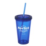Custom Branded 16 Oz. Double Wall Acrylic Cup w/Straw