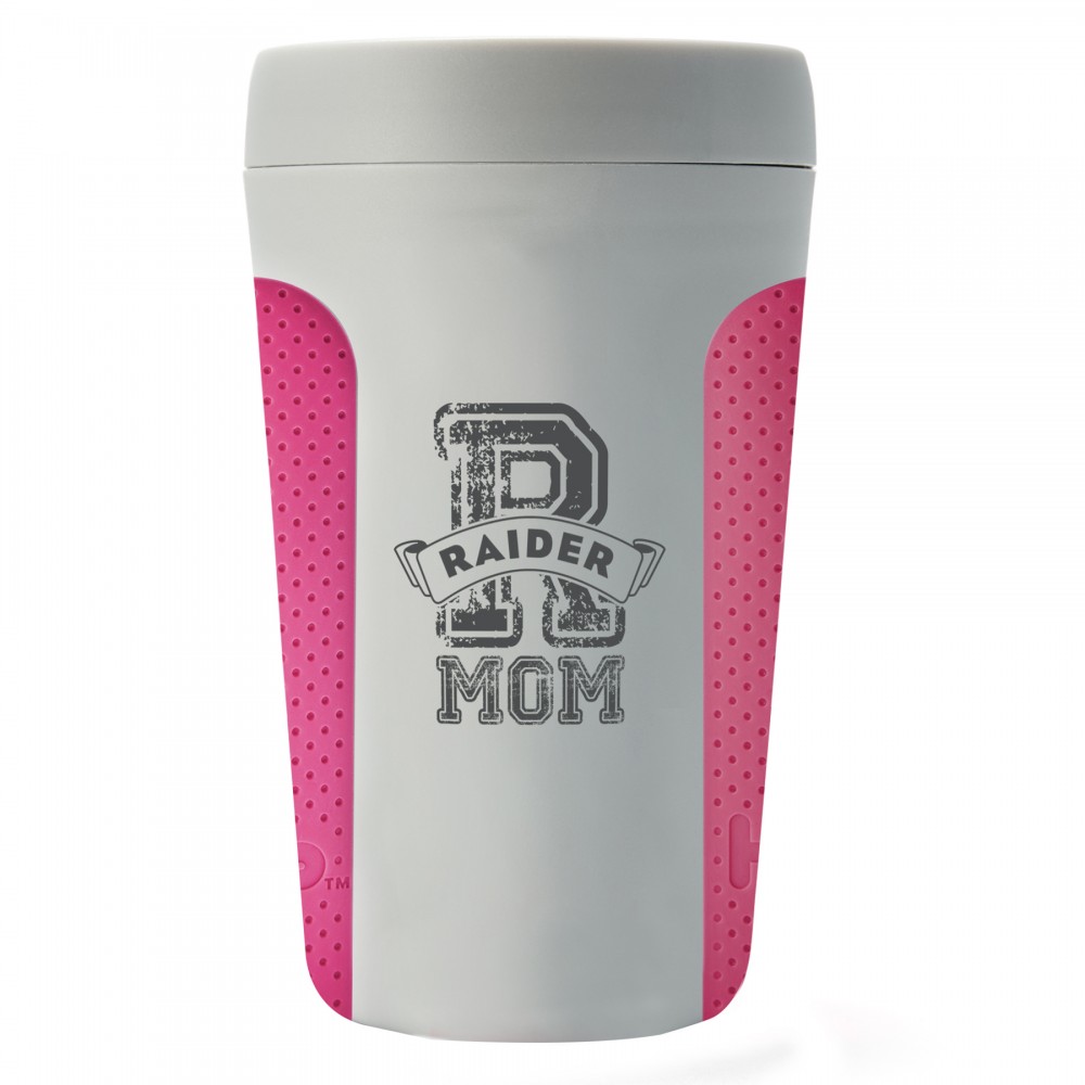 12 Oz. Hip Coffee Cup (Stone Gray/Hot Pink) Logo Printed 12 Oz. Hip Coffee Cup (Stone Gray/Hot Pink) Logo Printed