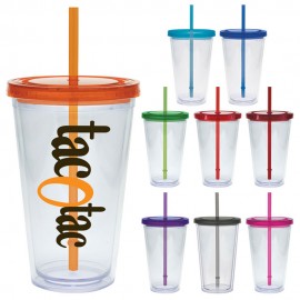 Personalized 20 Oz. Carnival Cup w/Colored Straw & Colored Lid