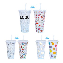 Personalized Color Changing Plastic Stadium Straw Cup