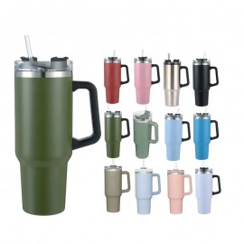 30Oz Stainless Steel Straw Cup With Handle Travel Mug with Logo