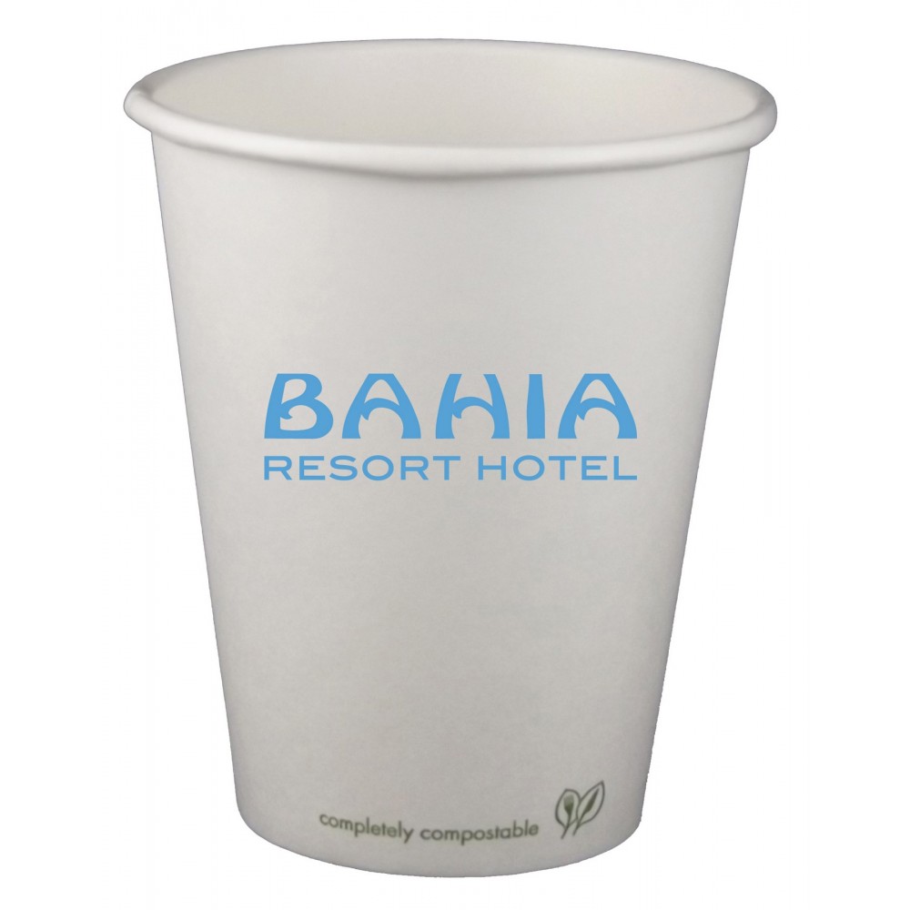 Logo Branded QuickShip 8 Oz. Eco-Friendly Compostable Paper Hot Cup