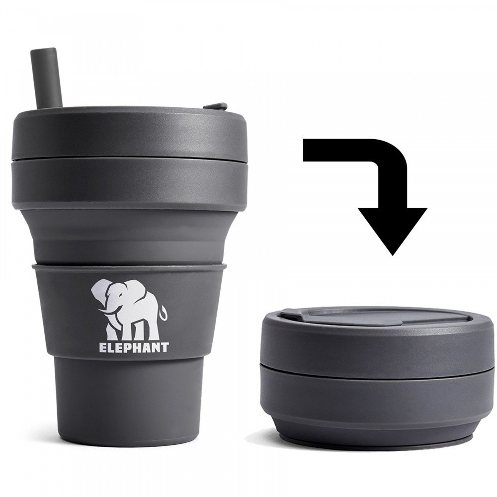 16 Oz. Stojo Biggie Cup w/Matching Color Sleeve (Carbon) Custom Branded 16 Oz. Stojo Biggie Cup w/Matching Color Sleeve (Carbon) Custom Branded