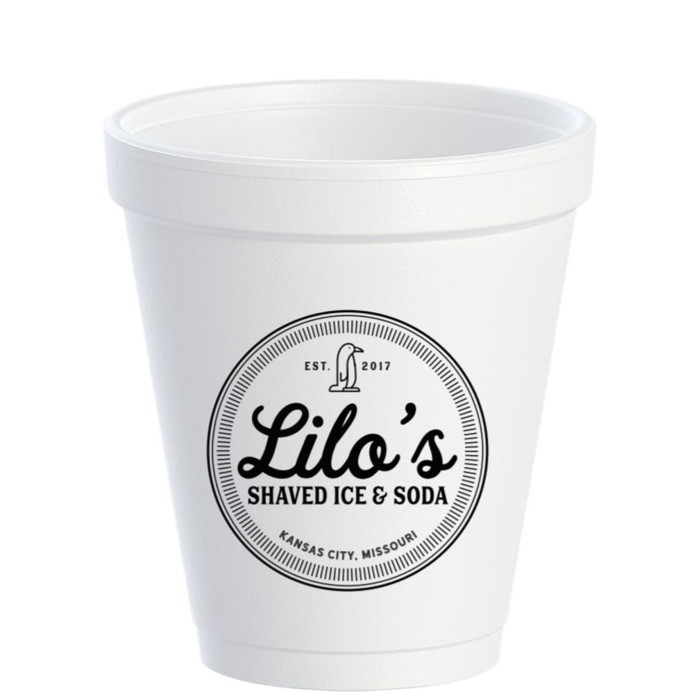 8 Oz. Styrofoam Hot/Cold Cup with Logo