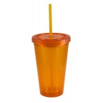 16 oz. Tangerine Double Wall Acrylic Translucent Tumbler with Logo