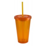 16 oz. Tangerine Double Wall Acrylic Translucent Tumbler with Logo