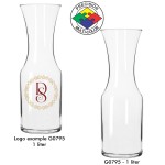 1 Liter Glass Flared Carafe/Decanter - Dishwasher Resistant - Precision Spot Color with Logo