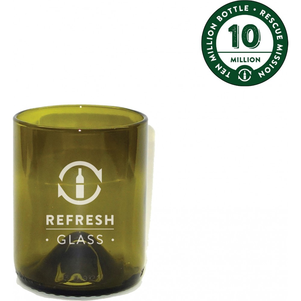 Logo Branded 12oz Refresh Glass made from rescued wine bottles