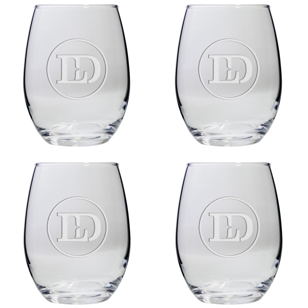 Logo Branded Set of Four Stemless Wine Glasses (9 Oz.)