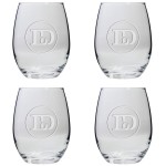 Logo Branded Set of Four Stemless Wine Glasses (9 Oz.)
