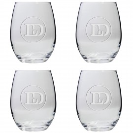 Logo Branded Set of Four Stemless Wine Glasses (9 Oz.)  Logo Branded Set of Four Stemless Wine Glasses (9 Oz.)