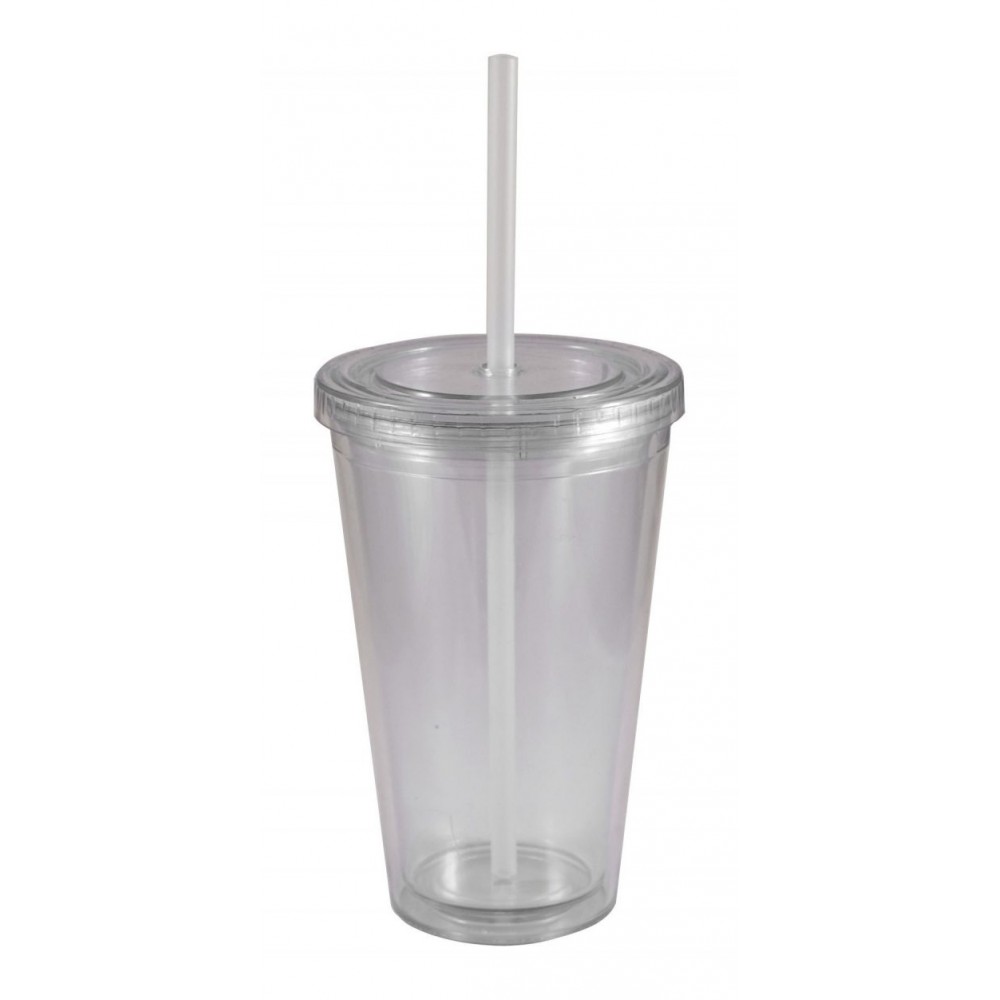 16 oz. Clear Double Wall Acrylic Translucent Tumbler with Logo