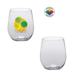 Customized 12oz BPA Free Clear Light Plastic Stemless Wine Glass - Precision Spot Color