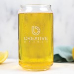 Beer Can Glass w/Laser Engraved Logo Logo Printed