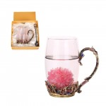 Personalized European Style Flower Enamel Glass Tea Cup Gift Pack
