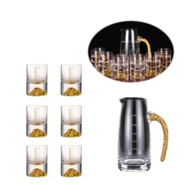 Scaled Gilded Cup Bottom Liquor Glasses Set With Flagon with Logo