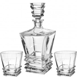 Promotional Westgate Citadel Crystal Decanter Set with Two Matching Rocks Glasses