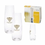 Logo Printed Dishwasher Safe Govino 8oz Champagne Flute 2 Pack