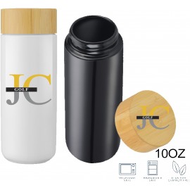 Promotional 10oz Insulated Ceramic Bottle with Bamboo Top  Promotional 10oz Insulated Ceramic Bottle with Bamboo Top