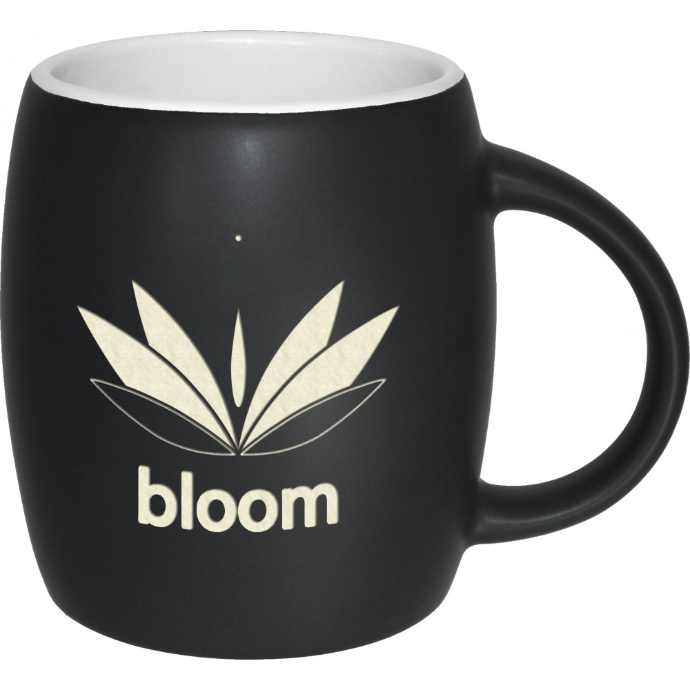 Barrel Two-Tone Matte Mug: White (14 Oz.) Custom Imprinted Barrel Two-Tone Matte Mug: White (14 Oz.) Custom Imprinted