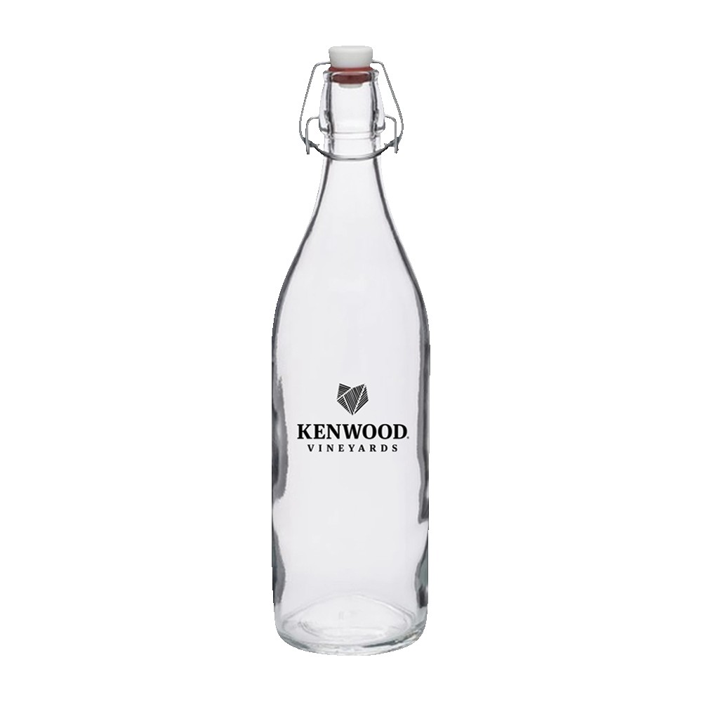 34 oz Glass Carafe (Swing Top Cap) with Logo