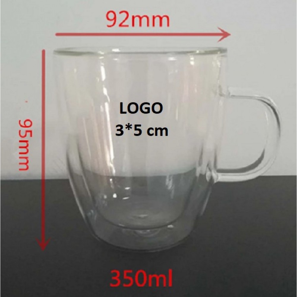 Personalized Double Wall Glass Coffee Mug 12 oz