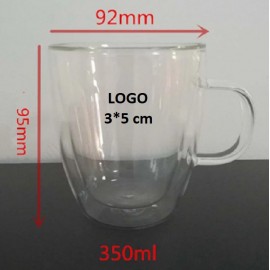 Personalized Double Wall Glass Coffee Mug 12 oz