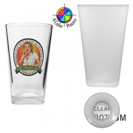 16 Oz. Frosted Pint Mixing Glass with Clear Bottom (4 Color Process) with Logo