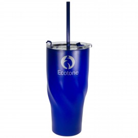 24 Oz. Blue Wakita Twisted Vacuum Tumbler Custom Printed