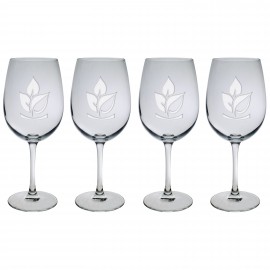 12 Oz. Set of Four Afficianado Stemmed Wine Glasses with Logo