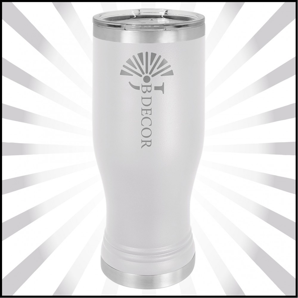 Logo Printed 20 oz White Stainless Steel Polar Camel Pilsner Vacuum Insulated Tumbler Logo Printed 20 oz White Stainless Steel Polar Camel Pilsner Vacuum Insulated Tumbler