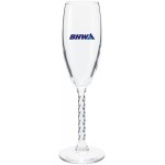 Logo Printed 6oz Twisted Stem Flute Glass (Clear)