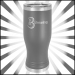 Logo Printed 20 oz Gray Stainless Steel Polar Camel Pilsner Vacuum Insulated Tumbler