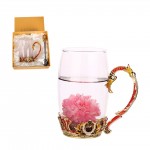 Creative Gift Box European Style Flower Enamel Glass Cup with Logo