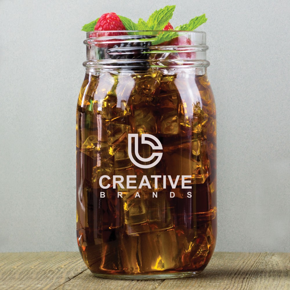 16 Oz. Mason Jar w/Screen Printed Logo Custom Printed 16 Oz. Mason Jar w/Screen Printed Logo Custom Printed