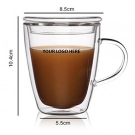Double Wall Glass Coffee w/ Glass Lid 8 oz with Logo  Double Wall Glass Coffee w/ Glass Lid 8 oz with Logo