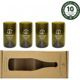 16oz Refresh Glass 4 Pack of amber glasses made from rescued wine bottles with Logo  16oz Refresh Glass 4 Pack of amber glasses made from rescued wine bottles with Logo