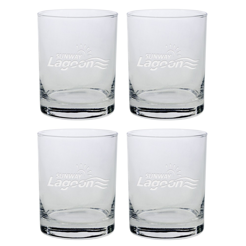 Custom Set of Four Skyline Classic Double Rocks Glass (14 Oz.)